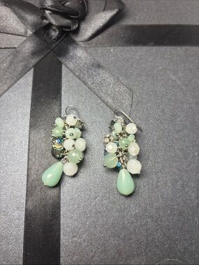 Iridescent Beaded Dangle Earrings
